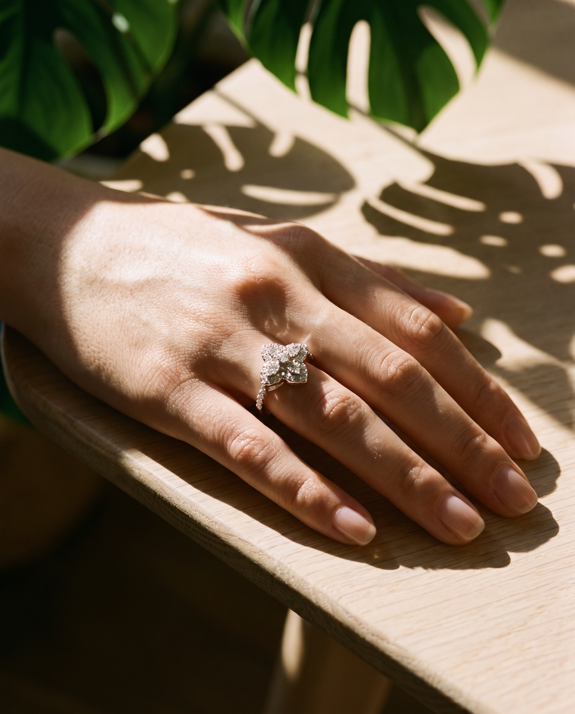 Studded Star Flower Ring S925