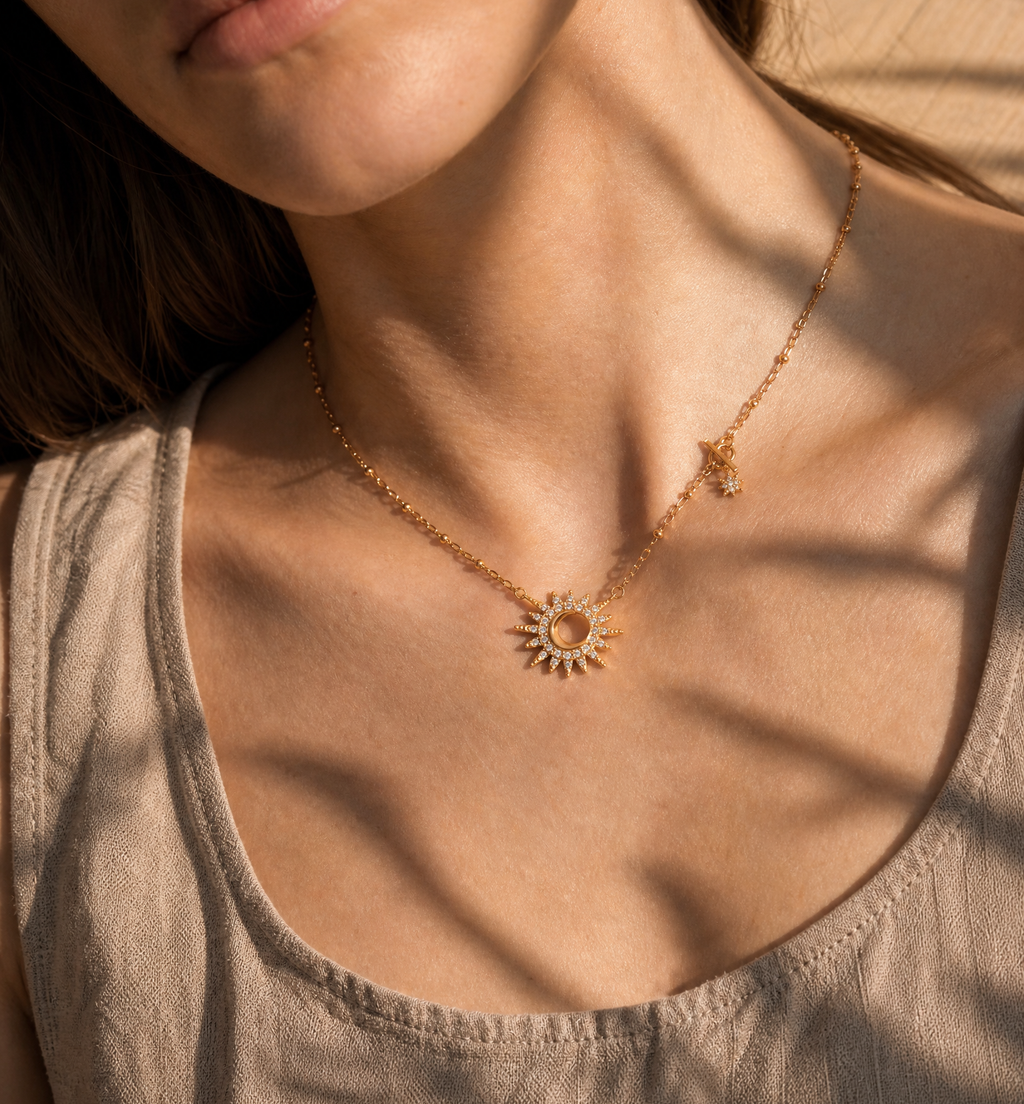 Sunburst+Moon Necklace