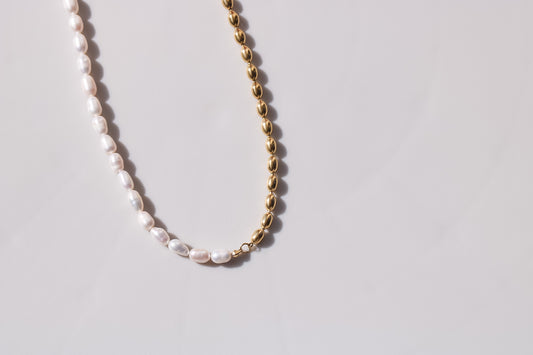 Half Pearl-Bead Necklace