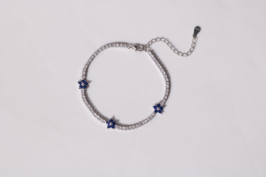 Blue Flower Tennis Bracelet (S925)