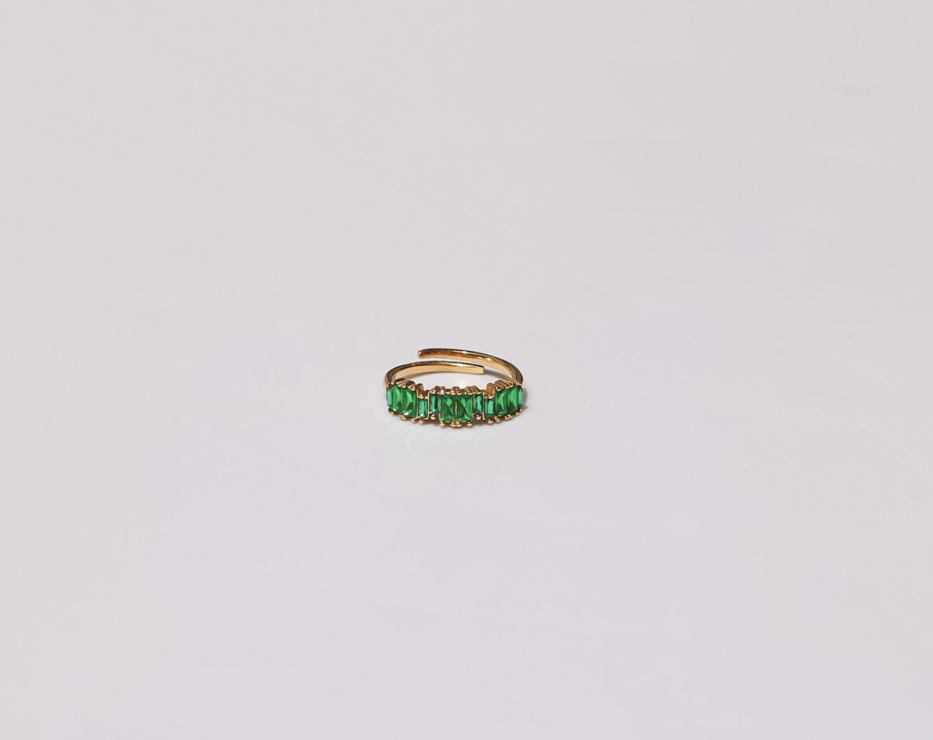 Baguette Tennis Ring Green