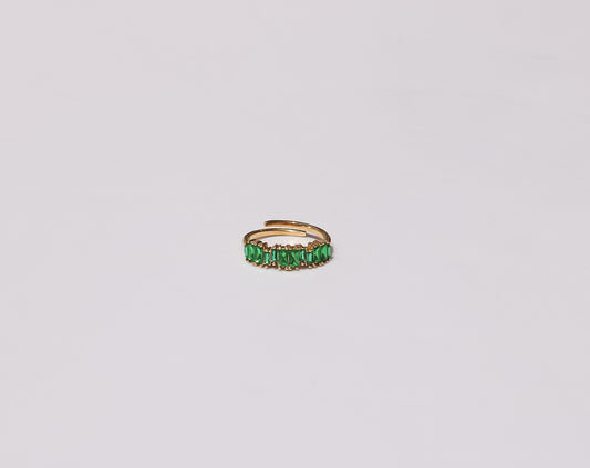 Baguette Tennis Ring Green