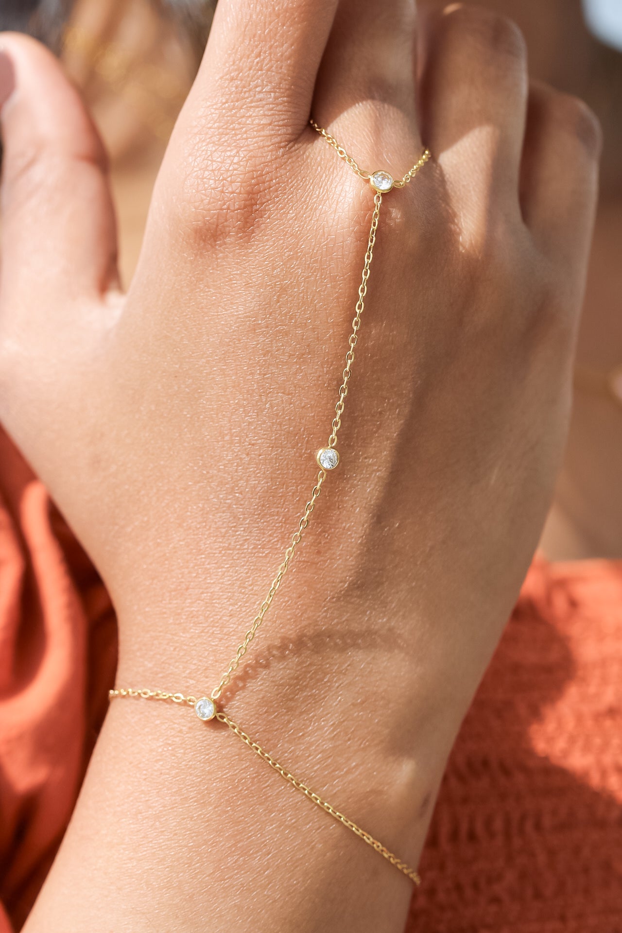 Triple CZ Hand Chain