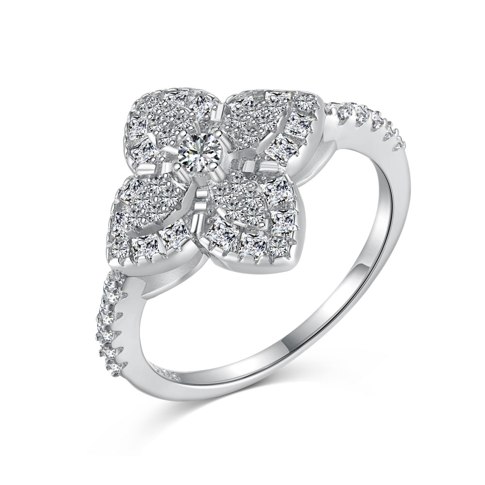 Studded Star Flower Ring S925