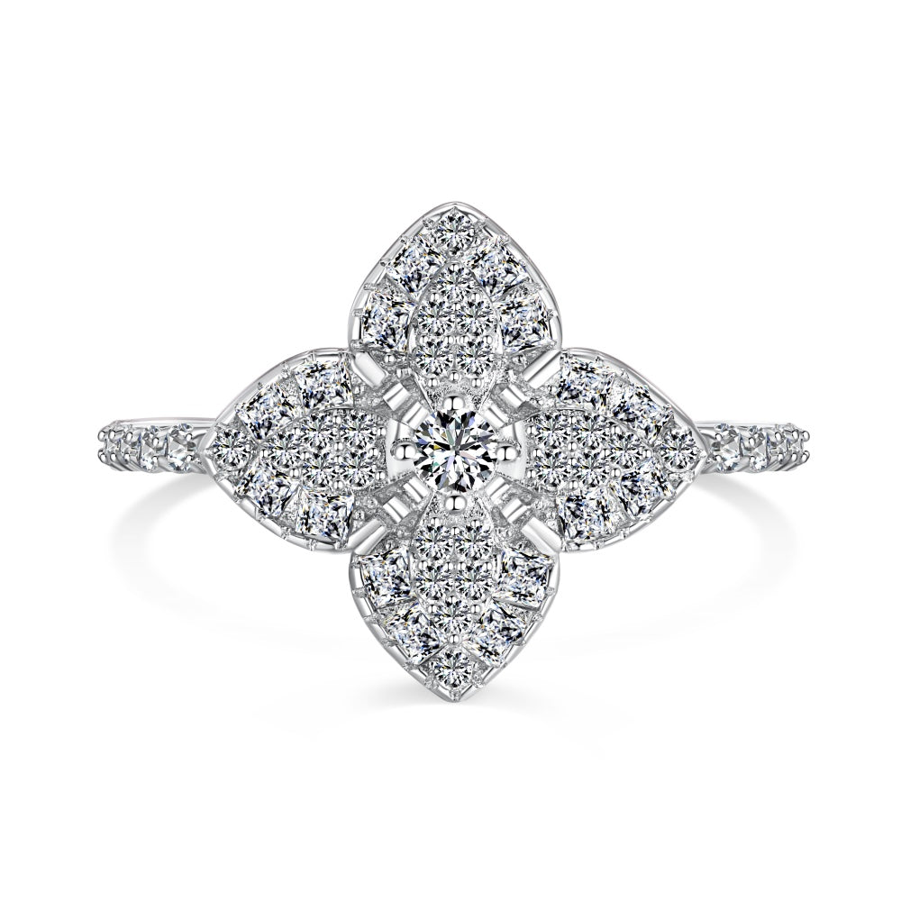 Studded Star Flower Ring S925